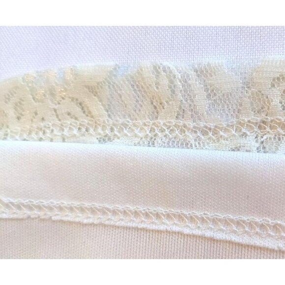 BCX DRESS Ivory Lace Sheath Bodycon Mini Dress w/ Short Puff Sleeves Size M - Picture 6 of 7